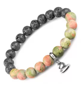 Браслет на резинке из унакита, лавы, c подвеской в виде змеи Everiot Select LNS-2142