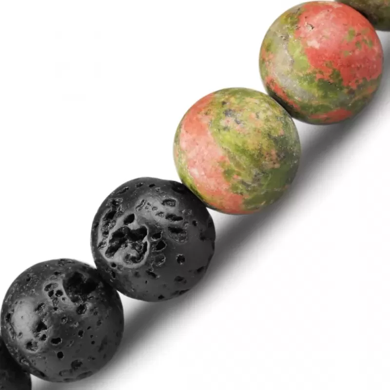 Браслет на резинке из унакита, лавы, c подвеской в виде змеи Everiot Select LNS-2142