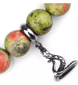 Браслет на резинке из унакита, лавы, c подвеской в виде змеи Everiot Select LNS-2142