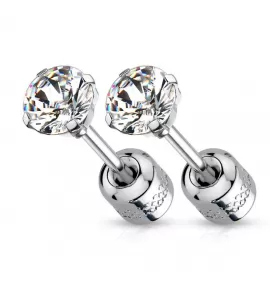 Серьги-гвоздики из стали TATIC SE3690 двусторонние, с фианитами