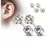 Серьги-гвоздики из стали TATIC SE3690 двусторонние, с фианитами