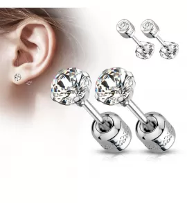 Серьги-гвоздики из стали TATIC SE3690 двусторонние, с фианитами