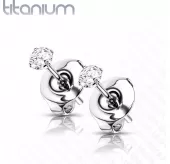 Титановые серьги-гвоздики (пусеты) TATIC T23ER01 с фианитом от 2 до 5 мм