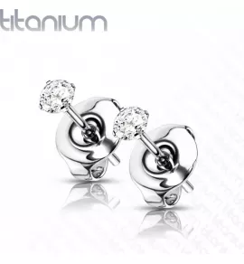 Титановые серьги-гвоздики (пусеты) TATIC T23ER01 с фианитом от 2 до 5 мм