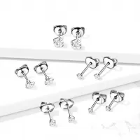 Титановые серьги-гвоздики (пусеты) TATIC T23ER01 с фианитом от 2 до 5 мм