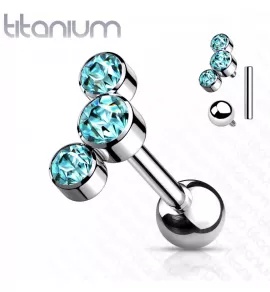 Титановая штанга для пирсинга хряща уха (хеликс, трагус) Pirslab TIJ06-Q накрутка кластер с фианитами
