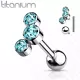 Титановая штанга для пирсинга хряща уха (хеликс, трагус) Pirslab TIJ06-Q накрутка кластер с фианитами