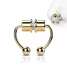 Магнитный фейк септум (серьга обманка, клипса в нос, ухо) из стали PiercedFish SEPF01-GD имитация пирсинг подковы