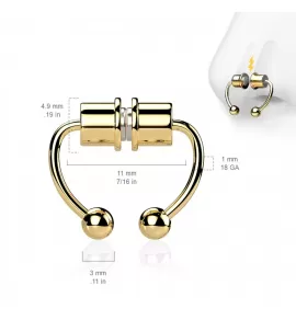 Магнитный фейк септум (серьга обманка, клипса в нос, ухо) из стали PiercedFish SEPF01-GD имитация пирсинг подковы