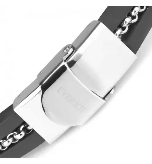 Мужской браслет из каучука и стали Everiot PL-MJ-016 с пластиной для гравировки