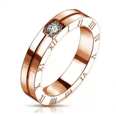 Кольцо из стали TATIC RSS-0008 с римскими цифрами и фианитом