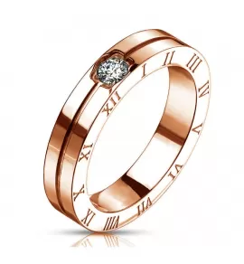 Кольцо из стали TATIC RSS-0008 с римскими цифрами и фианитом