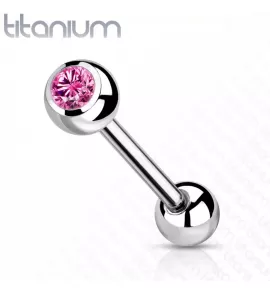 Штанга из титана с фианитом Pirslab --T23B03-P для пирсинга хряща уха, хеликса, языка, брови, сосков