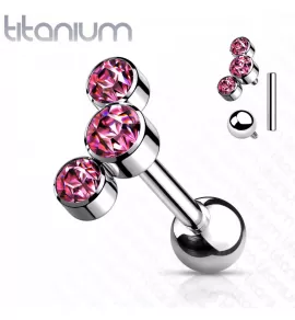 Титановая штанга для пирсинга хряща уха (хеликс, трагус) Pirslab TIJ06-P накрутка кластер с фианитами
