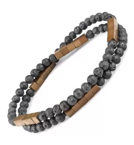 Браслет в два оборота на резинке из лавы и гематита Everiot Select LNS-2144