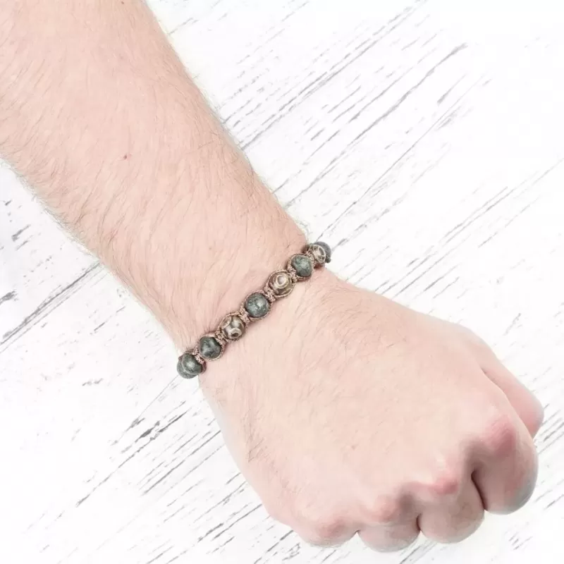 Браслет Everiot Select LNS-0257 из змеевика с бусиной Дзи