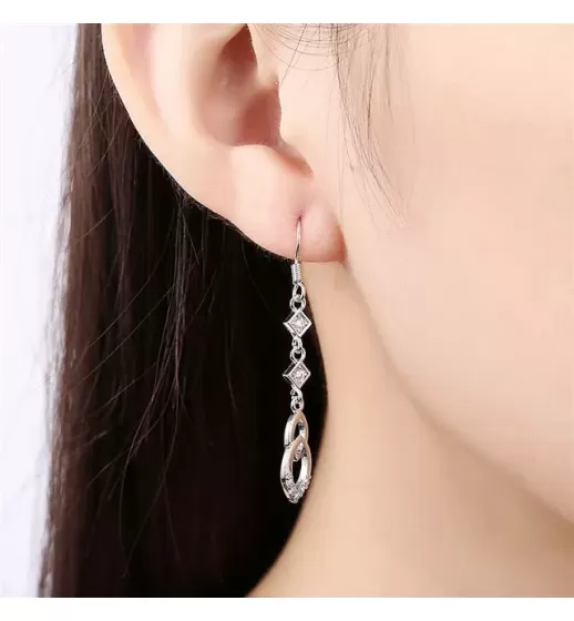 Серьги-подвески SPE-XP-10265 с фианитами