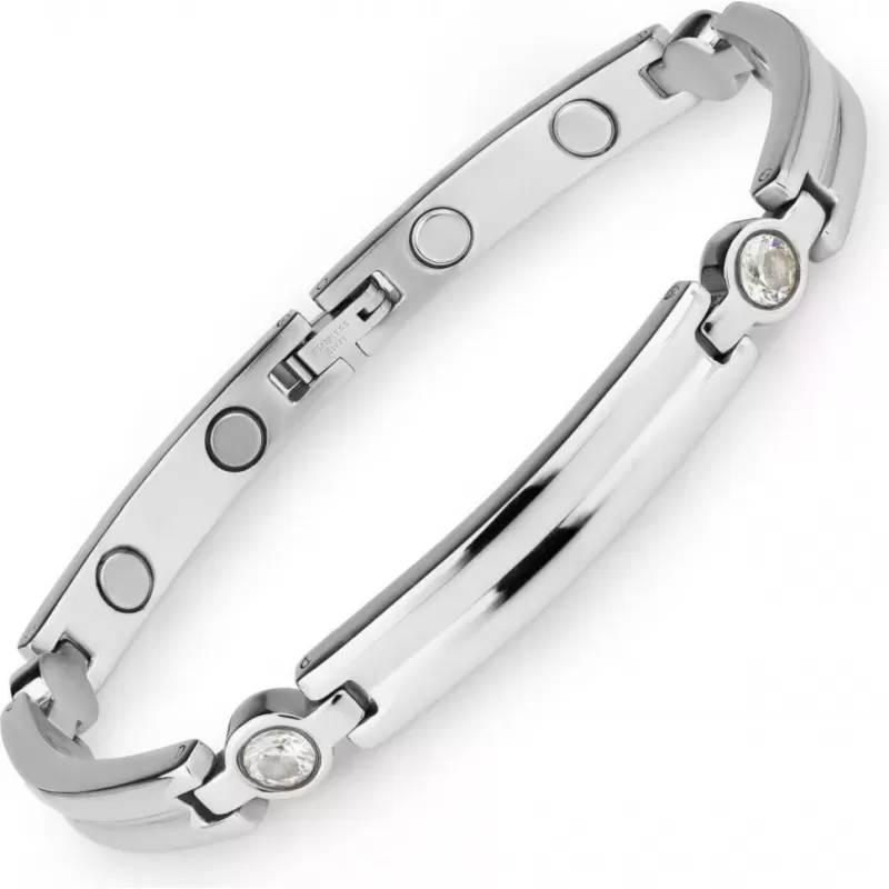 Магнитный браслет Magnetana KBM-220867 из нержавеющей стали с фианитом