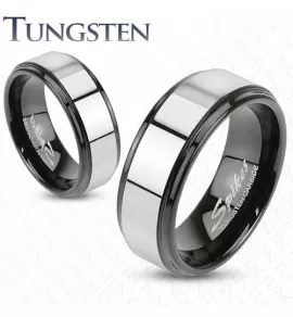 Кольцо Spikes из вольфрама R-TU-181 с черной каемкой