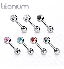 Штанга из титана с фианитом Pirslab --T23B03-VM для пирсинга хряща уха, хеликса, языка, брови, сосков