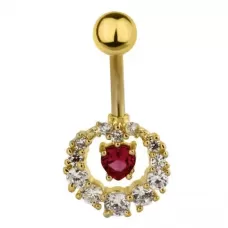 Серьга банан для пирсинга пупка Everiot AAB-363TBPN из стали с фианитами