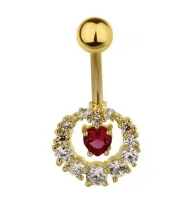 Серьга банан для пирсинга пупка Everiot AAB-363TBPN из стали с фианитами