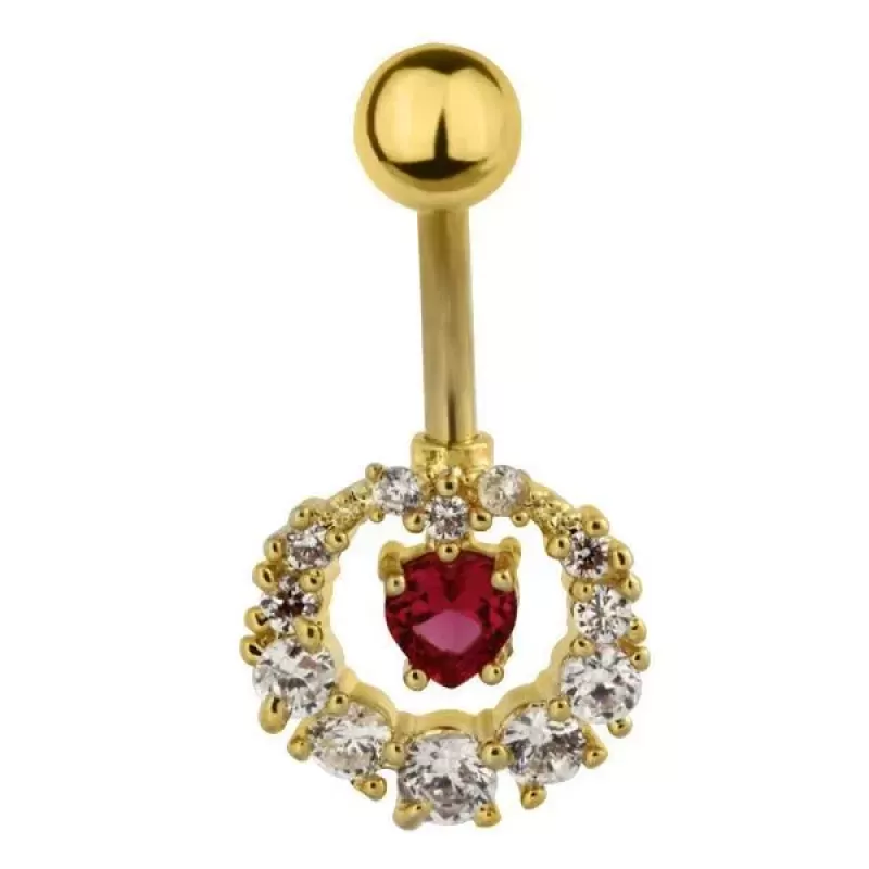 Серьга банан для пирсинга пупка Everiot AAB-363TBPN из стали с фианитами