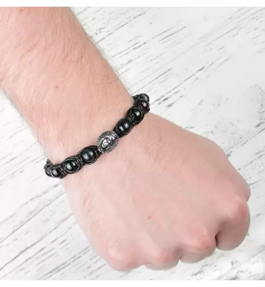 Браслет Шамбала из камней бычий и соколиный глаз Everiot Select LNS-2182 с шармом "Индеец"