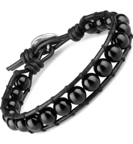 Мужской браслет из черного агата Everiot Select LNS-2066 со знаком Ом