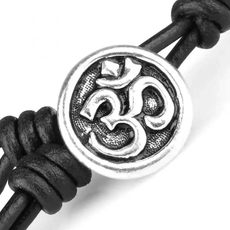 Мужской браслет из черного агата Everiot Select LNS-2066 со знаком Ом