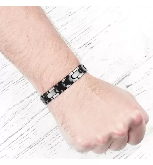 Магнитный браслет мужской из стали Everiot SB-MJ-102QD черного цвета