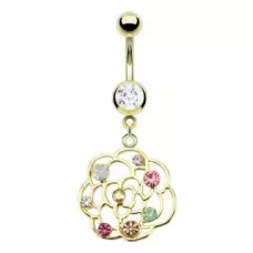 Пирсинг серьга для пупка PiercedFish NO-GDPN11982, в форме цветка