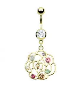 Пирсинг серьга для пупка PiercedFish NO-GDPN11982, в форме цветка