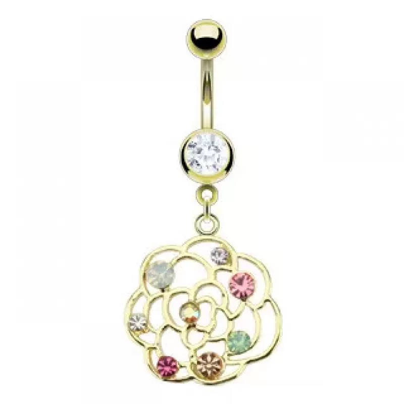 Пирсинг серьга для пупка PiercedFish NO-GDPN11982, в форме цветка