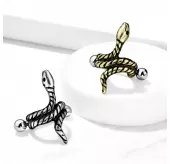 Серьга-кафф в виде змеи PiercedFish JB022-ATG со штангой для пирсинга в хрящ, хеликс уха