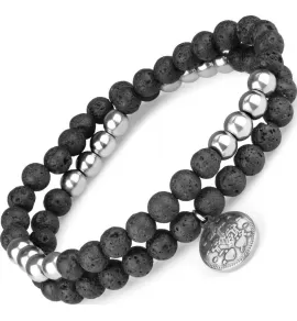 Браслет из лавы и гематита Everiot Select LNS-2196 c подвеской, Девой Марией и крестом