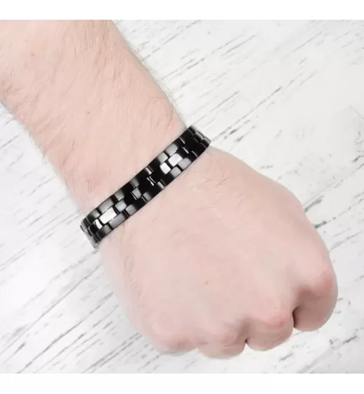 Магнитный браслет мужской из стали Everiot SB-MJ-024QD черного цвета