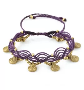 Браслет анклет на ногу Indigo ING-1505 макраме фиолетовый