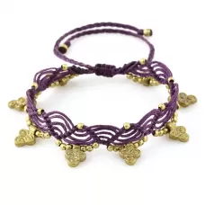 Браслет анклет на ногу Indigo ING-1505 макраме фиолетовый