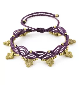 Браслет анклет на ногу Indigo ING-1505 макраме фиолетовый