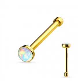 Серьга гвоздик для пирсинга носа PiercedFish NOB-22 с искусственным опалом