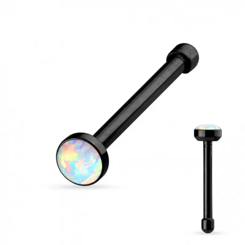 Серьга гвоздик для пирсинга носа PiercedFish NOB-22 с искусственным опалом