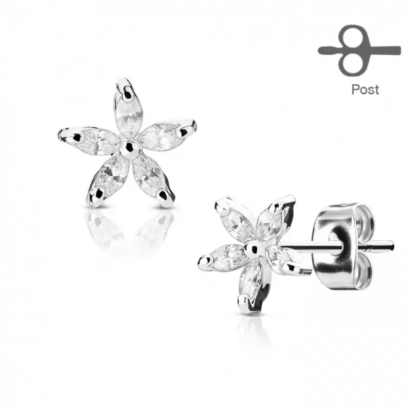 Женские серьги-гвоздики TATIC EA-021-C с родиевым покрытием