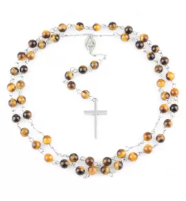 Мужской розарий Everiot Select LNS-3058 из камня тигровый глаз