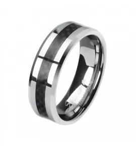 Кольцо из карбида вольфрама Spikes TU-007R с карбоновой вставкой