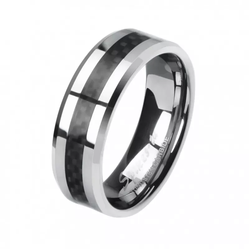 Кольцо из карбида вольфрама Spikes TU-007R с карбоновой вставкой