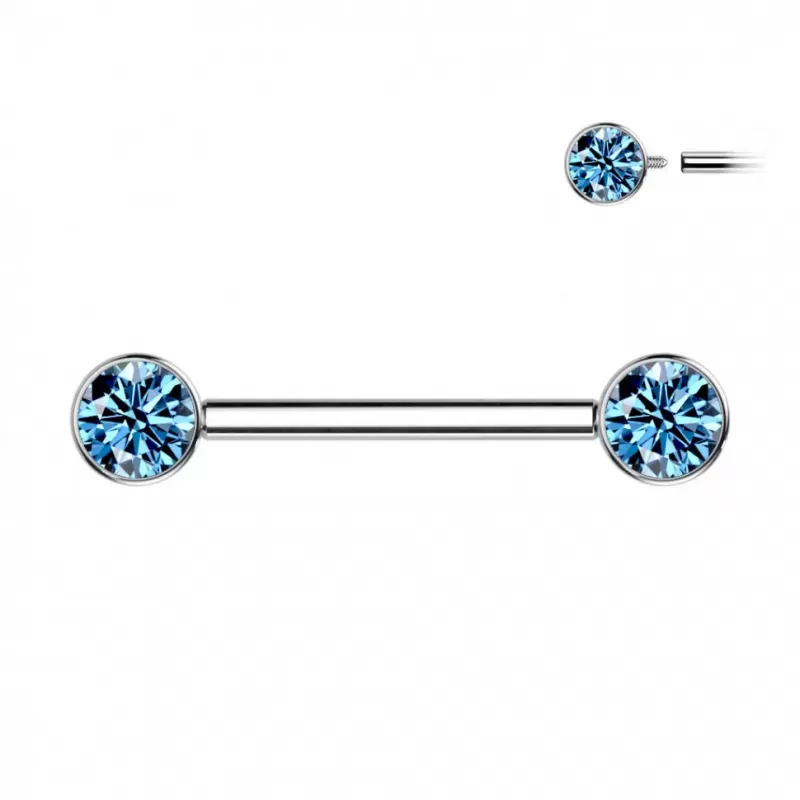 Штанга для пирсинга сосков из титана Pirslab TIK01-Q с фианитами