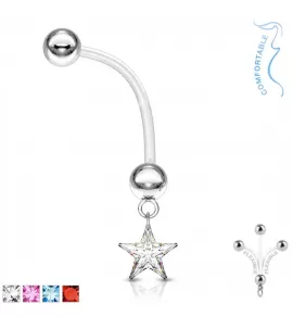 Серьга банан для пирсинга пупка PiercedFish NPG-1006 для беременных, со звездой