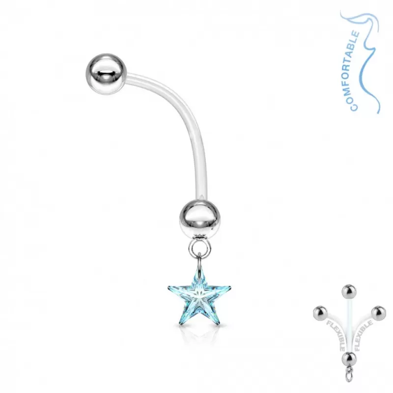 Серьга банан для пирсинга пупка PiercedFish NPG-1006 для беременных, со звездой