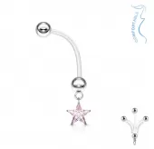 Серьга банан для пирсинга пупка PiercedFish NPG-1006 для беременных, со звездой